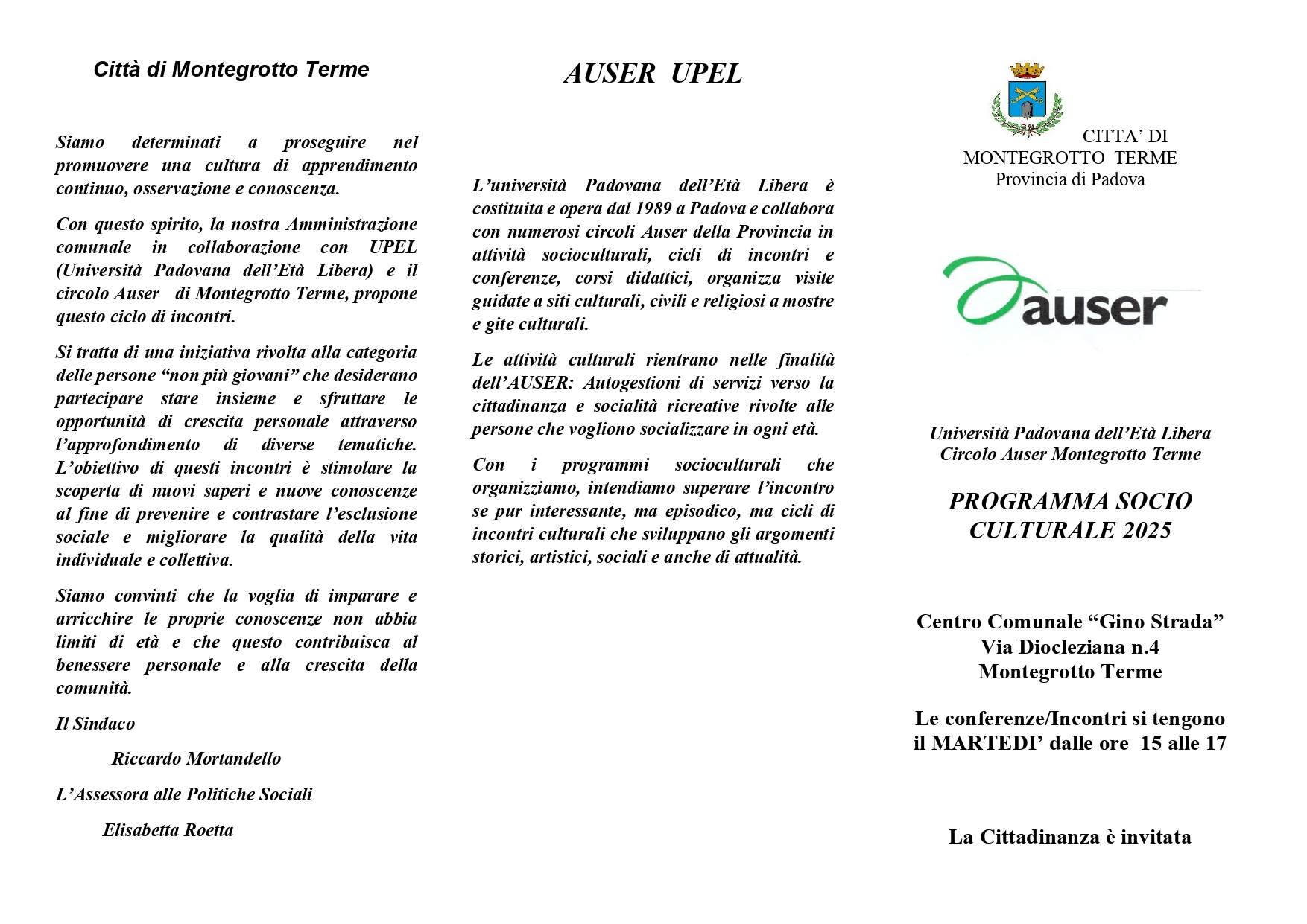calendario conferenze primavera 2025